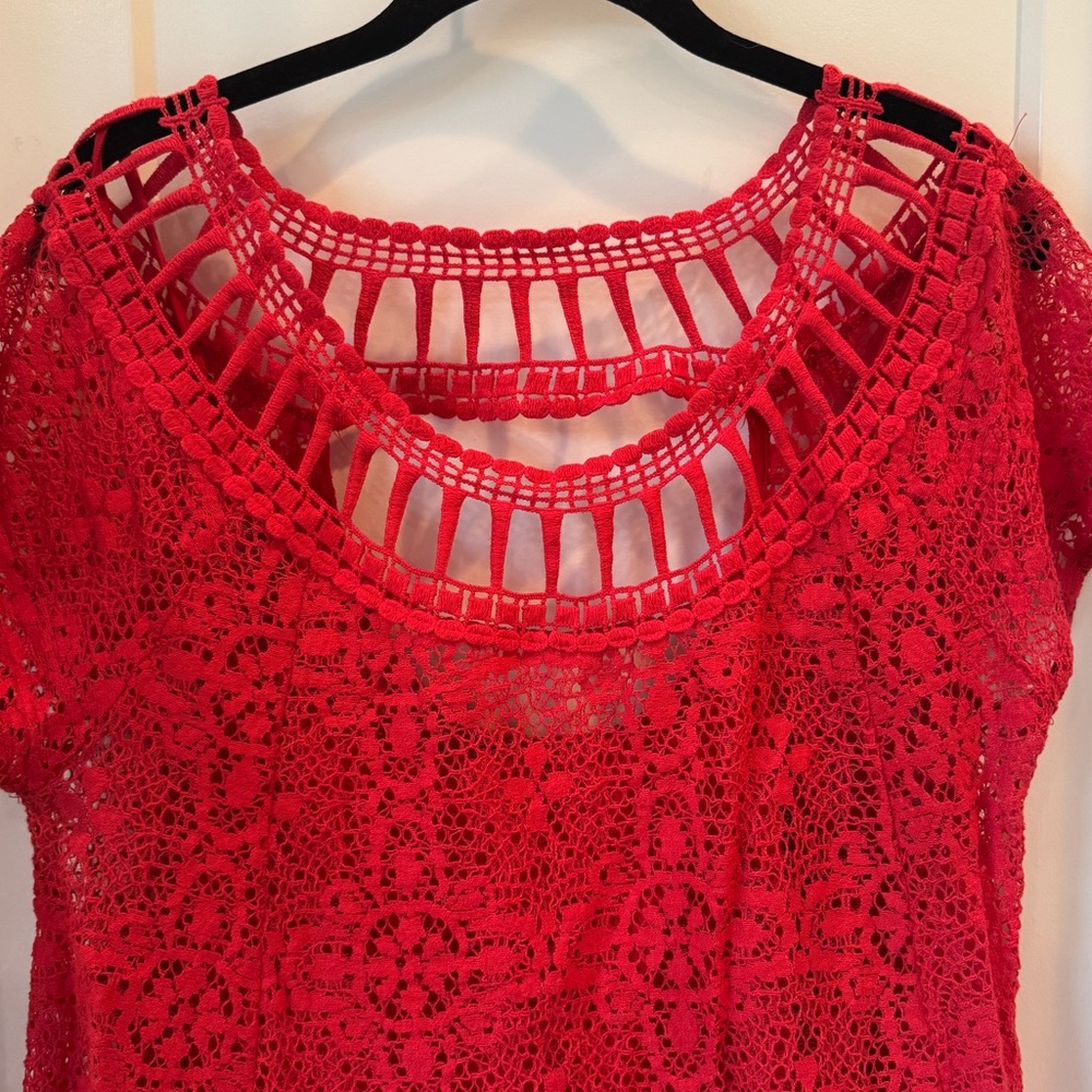 Free People Red Lace Mini Dress - Picture 11 of 14